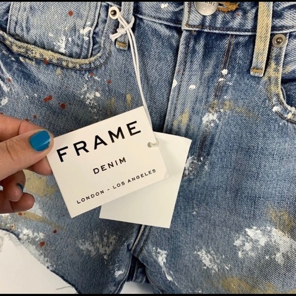 FRAME Stevie Splatter Paint Raw Edge Shorts Sz 24 - Picture 3 of 7